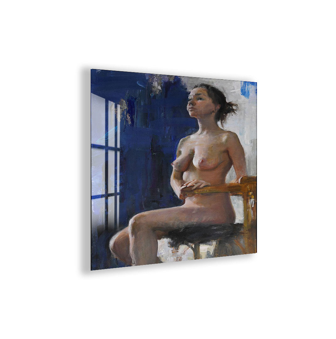 Abstract Nude Glass Wall Art – Modern Artistic Female Figure Painting