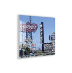 Las Vegas Vintage Signs Glass Wall Art – Retro Cityscape Poster for Modern Interiors
